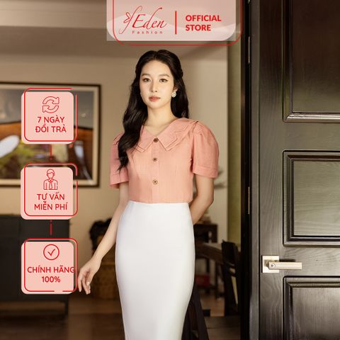  Áo kiểu công sở thời trang Eden cổ v phối nút - ASM226 