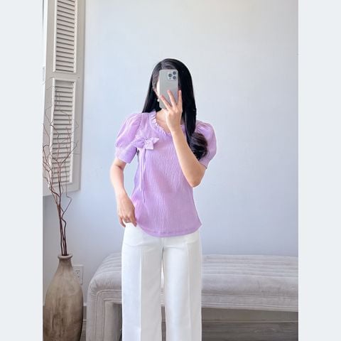  Áo kiểu dáng suông cổ tay ngắn thời trang Eden - ASM228 